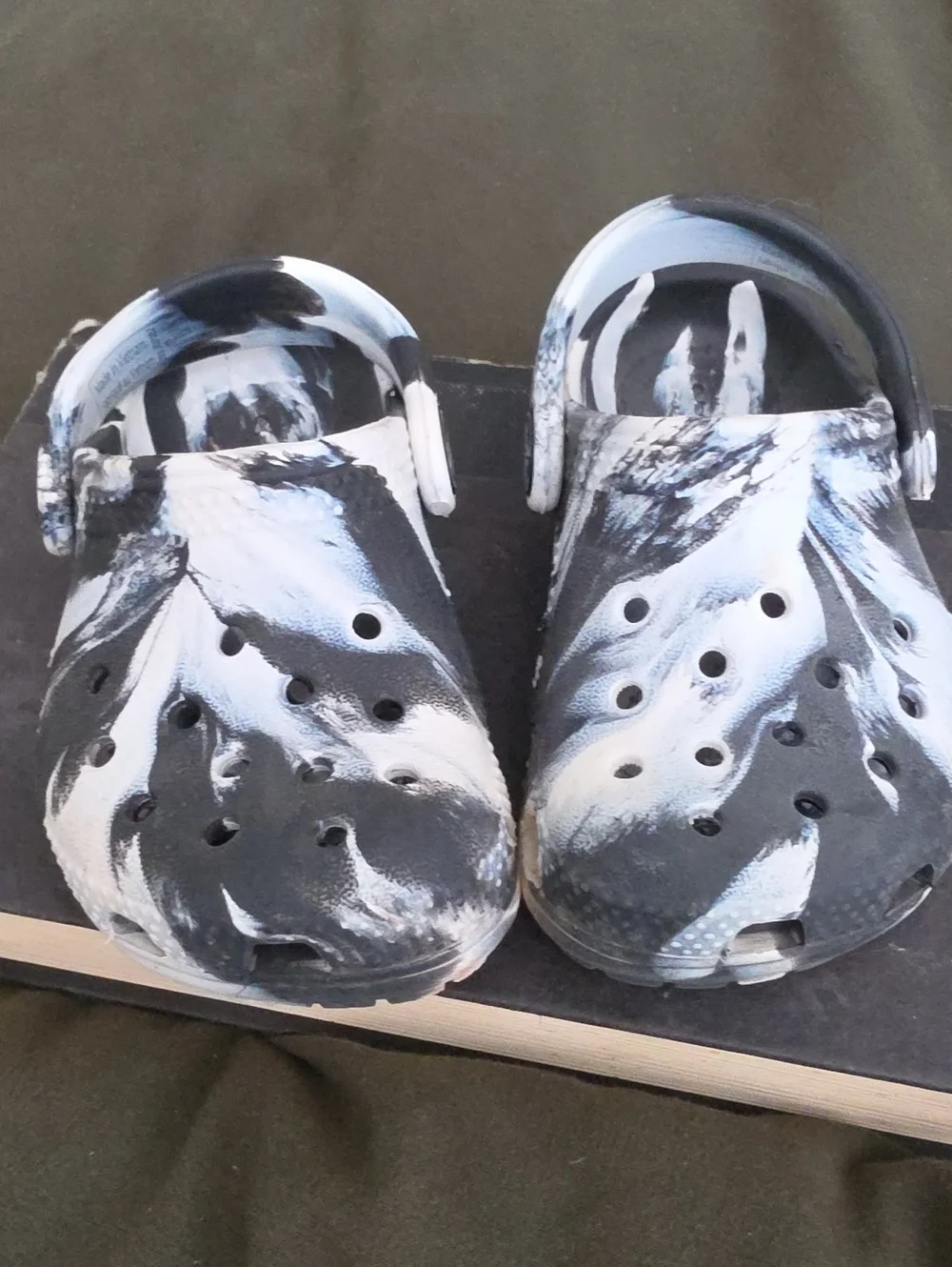 Kids Black & White Slip-On CROCS Shoes